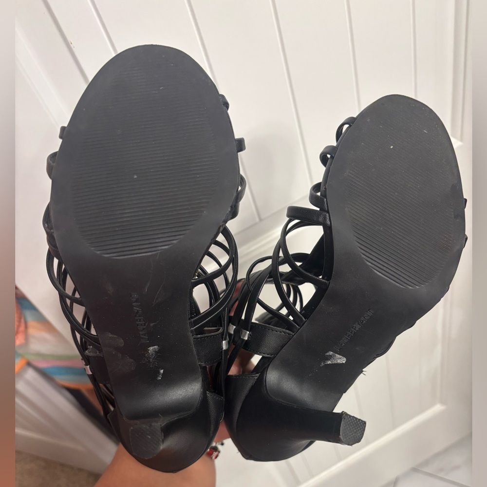 Women’s Lane Bryant Elegant Black Strap Cage Heels, 10 wide - Picture 3 of 7